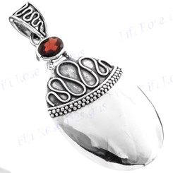 2 3/16" 925 Silver Red Garnet Pendant