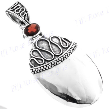 2 3/16" 925 Silver Red Garnet Pendant