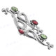 2 5/8" 925 Silver Tourmalineea Blue Red Pendant