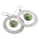 1 3/16" 925 Silver Green Biwa Pearl French Hook Earrings