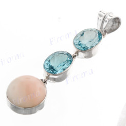 2 5/8" 925 Silver Blue Topazea Chalcedony Pendant