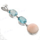 2 5/8" 925 Silver Blue Topazea Chalcedony Pendant