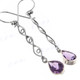 1 9/16" 925 Silver Amethyst Teardrop French Wires Earrings