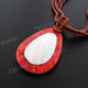 Genuine Red Coral Glass Seed Beads White Mother Of Pearl 18" Necklace Pendant
