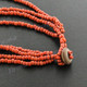 Genuine Red Coral Glass Seed Beads White Mother Of Pearl 18" Necklace Pendant