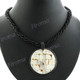 Tiger Nautilus Shell Glass Seed Beads Round 17" Black Necklace