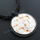 Tiger Nautilus Shell Glass Seed Beads Round 17" Black Necklace