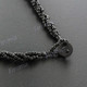 Tiger Nautilus Shell Glass Seed Beads Round 17" Black Necklace