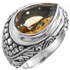 11/16" 925 Silver Citrine Face Teardrop us 6 Ring