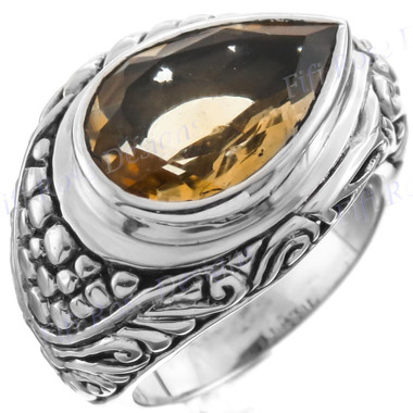 11/16" 925 Silver Citrine Face Teardrop us 6 Ring