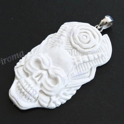 2 15/16" 925 Silver Buffalo Bone Skull Pendant