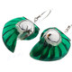 1 1/8" 925 Silver Nautilus Shell Green French Wires Earrings