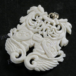1 15/16" 925 Silver Buffalo Bone Motorcycle Pendant