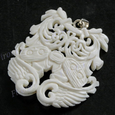 1 15/16" 925 Silver Buffalo Bone Motorcycle Pendant
