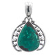 925 Silver Pear Teardrop Turquoise Sterling Filigree Pendant, 1 1/8"