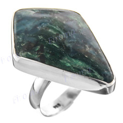 1 3/8" 925 Silver Fuchsite Face us 8 Ring