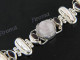 MOTHER OF PEARL SHELL RED GARNET BIWA STERLING SILVER bracelet