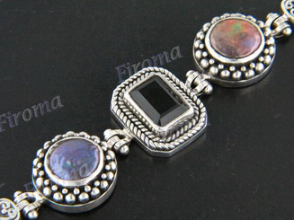 6CT SMOKEY QUARTZ BIWA PEARL STERLING SILVER bracelet
