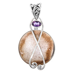1 1/4" 925 Silver Amethyst Druzy Pendant