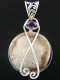 925 Silver Beautiful Druzy Drusy & Amethyst Gemstone Pendant, 1 1/4"