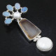 925 Silver Exquisite Biwa Pearls Druzy Drusy Opal Gems Pendant, 1 9/16"