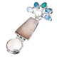 925 Silver Exquisite Biwa Pearls Druzy Drusy Opal Gems Pendant, 1 9/16"