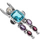 1 7/8" 925 Silver Blue Topaz Tourmaline Amethyst Pendant