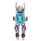 1 7/8" 925 Silver Blue Topaz Tourmaline Amethyst Pendant