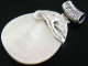 925 Silver Teardrop White Mother Of Pearl Shell Sterling Pendant, 2"