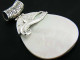 925 Silver Teardrop White Mother Of Pearl Shell Sterling Pendant, 2"