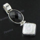 1 11/16" 925 Silver Onyx Biwa Pearl Pendant
