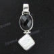 1 11/16" 925 Silver Onyx Biwa Pearl Pendant