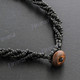 Tiger Nautilus Shell Glass Seed Beads 17" Black Necklace Pendant