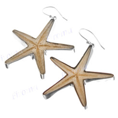 1 3/4" 925 Silver Genuine Sea Star Starfish Seastar French Wires Earrings
