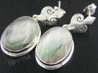 1 7/16" 925 Silver Mother Of Pearl Shell Post Earrings