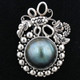 925 Silver Handmade South Pacific Blue Mabe Pearl Sterling Pendant, 1 7/16"