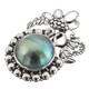 925 Silver Handmade South Pacific Blue Mabe Pearl Sterling Pendant, 1 7/16"