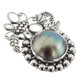 925 Silver Handmade South Pacific Blue Mabe Pearl Sterling Pendant, 1 7/16"
