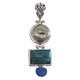 925 Silver Turquoise Natural Opal Biwa Sterling Pendant, 2 1/16"