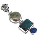 925 Silver Turquoise Natural Opal Biwa Sterling Pendant, 2 1/16"
