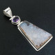 2 1/8" 925 Silver Amethyst Agate Drusy Pendant