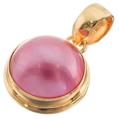 13/16" 925 Silver Pink Mabe Pearl Gold Pendant