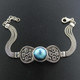 925 Silver Opulent Blue Mabe Pearl Bali Wheat Chain Sterling Bracelet