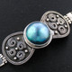 925 Silver Opulent Blue Mabe Pearl Bali Wheat Chain Sterling Bracelet