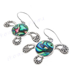 1 5/16" 925 Silver Paua Abalone Shell French Wires Earrings