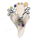 3 9/16" 925 Silver Topaz Peridot Amethyst Shell Goddess Pendant