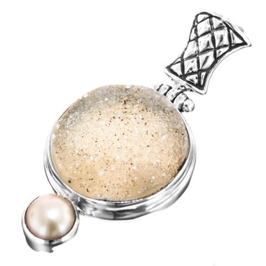 925 Silver Druzy Drusy Freswater Pearl Sterling Pendant, 1 9/16"