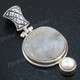 1 9/16" 925 Silver Freshwater Pearl Natural Druzy Pendant