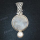 1 9/16" 925 Silver Freshwater Pearl Natural Druzy Pendant