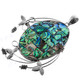 3 9/16" 925 Silver Paua Abalone Shell Leaf Oval Pendant